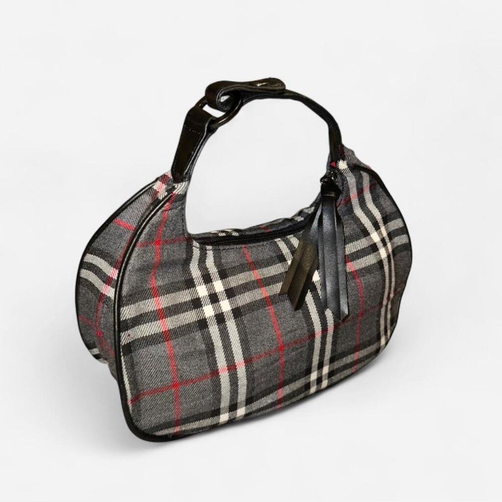 Plaid Handbag with Black Accents
